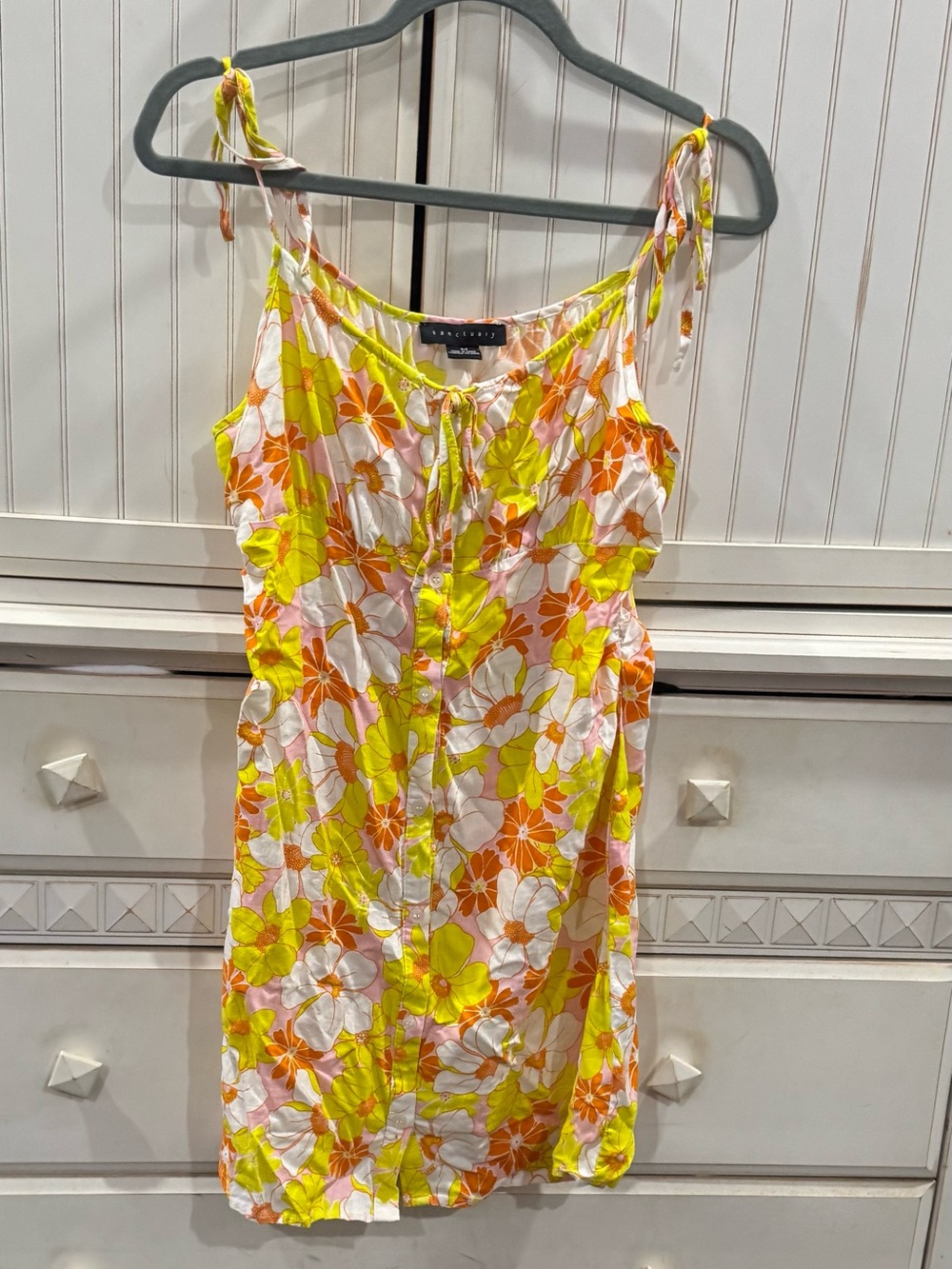 Sanctuary Yellow & Orange Floral  Tie-Shoulder Sundress